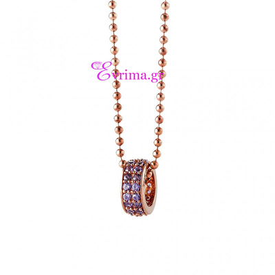 Oxette Sterling Silver Pendant with Rose Gold Plating and Precious Stones (Zirconia). [05X05-00322]