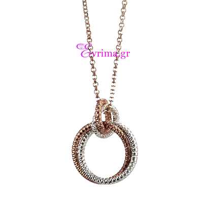 Oxette Sterling Silver Necklace with Platinum and Rose Gold Plating. [01X05-01307]