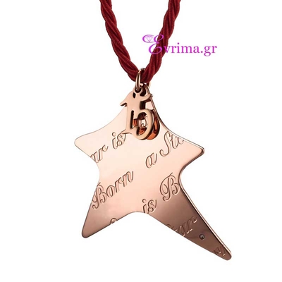 Oxette Stainless Steel Pendant "Charm 2015" with Ion Plated Rose Gold. [05X27-00069]