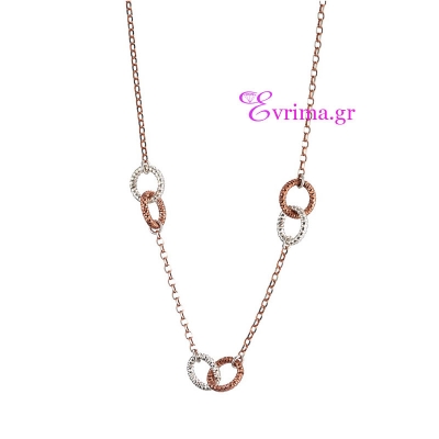Oxette Sterling Silver Necklace with Platinum and Rose Gold Plating. [01X05-01310]