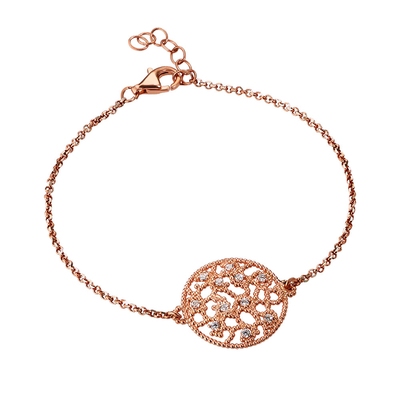 Oxette Sterling Silver Bracelet 02X05-01255 with Rose Gold Plating and Precious Stones (Zirconia).