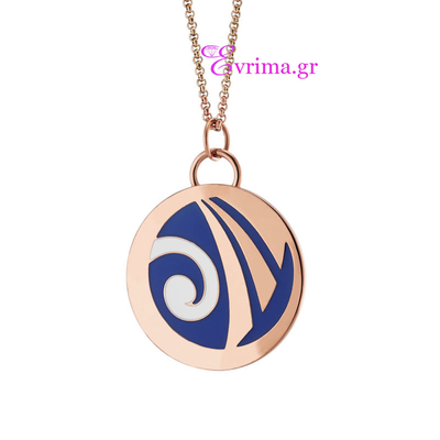 Loisir Stainless Steel Necklace with Precious Stones (Enamel) and Ion Plated Rose Gold. [01L27-00254]