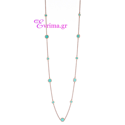 Loisir Stainless Steel Necklace with Precious Stones (Enamel) and Ion Plated Rose Gold. [01L27-00341]