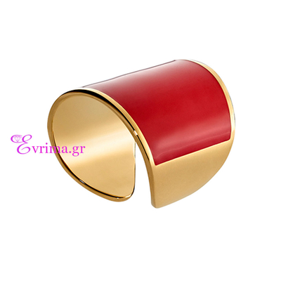 Loisir Stainless Steel Ring with Precious Stones (Enamel) and Ion Plated Gold. [04L27-00526]