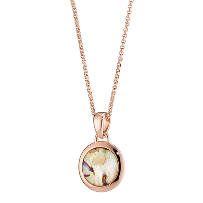 Oxette Necklace with Rose Gold Brass and Precious Stones (M.O.P.). [01X15-00016]