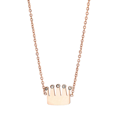 Loisir Stainless Steel Necklace with Precious Stones (Quartz Crystals) and Ion Plated Rose Gold. [01L27-00469]