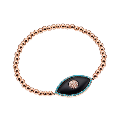 Loisir Bracelet with Rose Gold Brass and Precious Stones (Quartz Crystals). [02L15-00265]