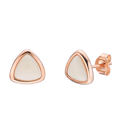 Oxette Sterling Silver Earrings with Rose Gold Plating and Precious Stones (Quartz Crystals). [03X05-01673]