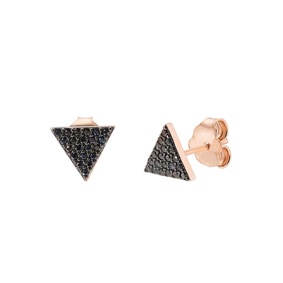 Loisir Sterling Silver Earrings with Rose Gold Plating and Precious Stones (Quartz Crystals). [03L05-00908]