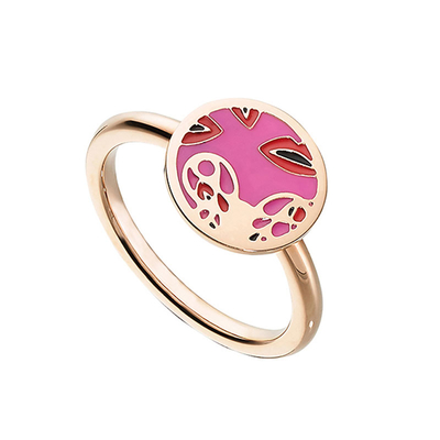Loisir Stainless Steel Ring with Precious Stones (Enamel) and Ion Plated Rose Gold. [04L27-00643]