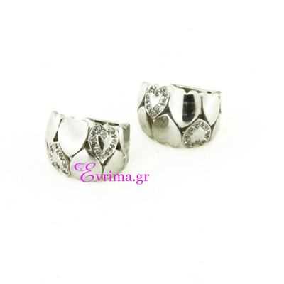 Loisir Stainless Steel Earrings with Precious Stones (Zirconia). [03L03-00116]