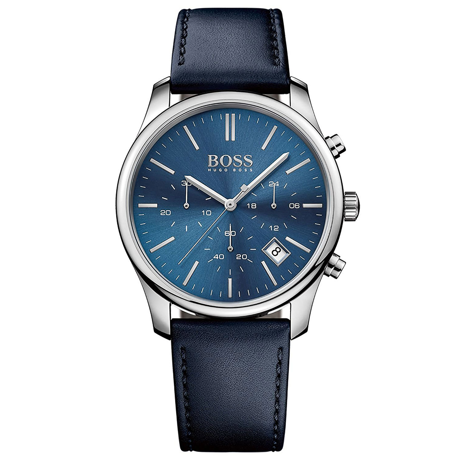 Hugo Boss Watch with stainless steel and blue leather ...