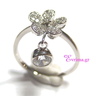 Loisir Sterling Silver Ring with Platinum Plating and Precious Stones (Zirconia). [04L01-04263]
