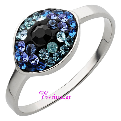 Loisir Sterling Silver Ring with Platinum Plating and Precious Stones (Quartz Crystals). [04L01-04351]