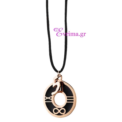 Loisir Stainless Steel Pendant "Charm 2015" with Precious Stones (Enamel) and Ion Plated Rose Gold. [05L27-00243]