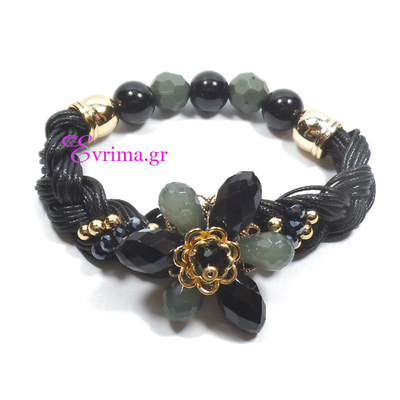 Faux Bijoux Bracelet with Crystals and Ion Plated Gold. Product Code : [EV-BR-00013]