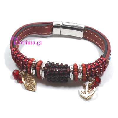 Faux Bijoux Bracelet with Crystals and Ion Plated Gold. Product Code : [EV-BR-00021]