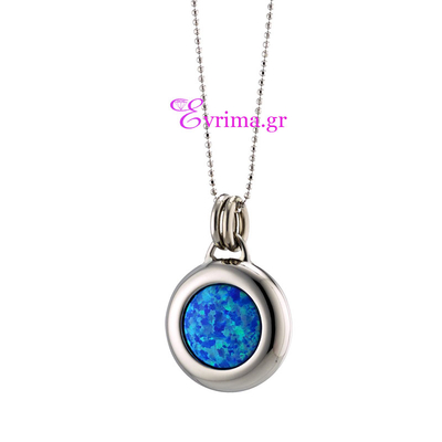 Oxette Stainless Steel Pendant with Precious Stones (Opal). [05X03-00141]