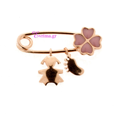 Loisir Sterling Silver Child Brooch with Rose Gold Plating and Precious Stones (Enamel). [06L05-00020]