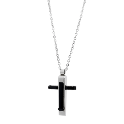 Visetti | Ανδρικός σταυρός Visetti από ανοξείδωτο ατσάλι (Stainless Steel), με μαύρη επιμετάλλωση (Ion Plated Black). [AD-KD123]