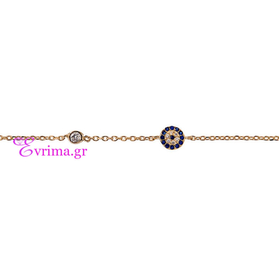 Prince Silvero Sterling Silver Bracelet (Eye) with Gold Plating and Precious Stones (Zirconia). Product Code : [DF-BR077-X]