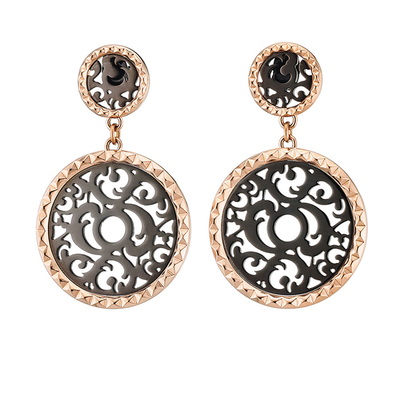 Oxette Stainless Steel Earrings with Ion Plated Rose Gold and Black. [03X27-00171]
