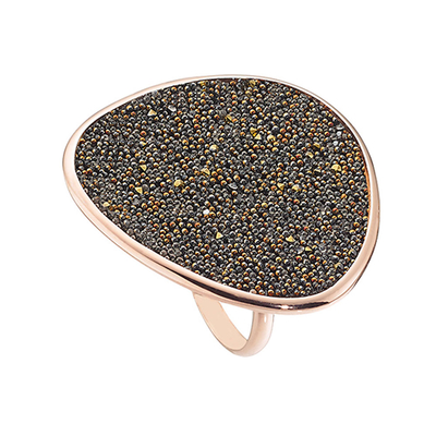 Oxette | Ασημένιο δαχτυλίδι Oxette από ροζ επιχρυσωμένο ασήμι 925ο με ημιπολύτιμες πέτρες (Κρύσταλλοι Quartz). [04X05-01176]