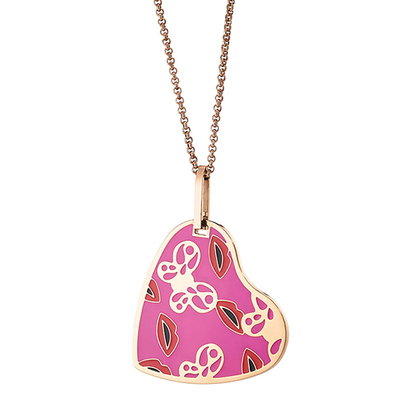 Loisir Stainless Steel Necklace with Precious Stones (Enamel) and Ion Plated Rose Gold. [01L27-00480]