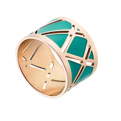 Oxette Stainless Steel Ring with Precious Stones (Enamel) and Ion Plated Rose Gold. [04X27-00254]