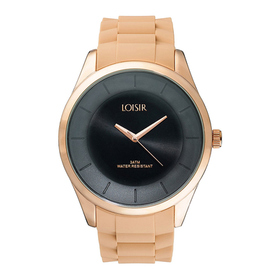 Loisir watch with Rose Gold stainless steel frame and silicon strap. [11L75-00242]