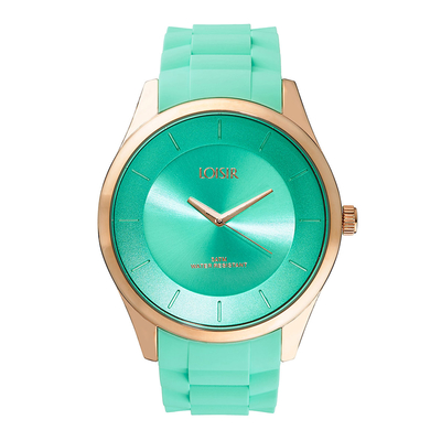 Loisir watch with Rose Gold stainless steel frame and silicon strap. [11L75-00245]