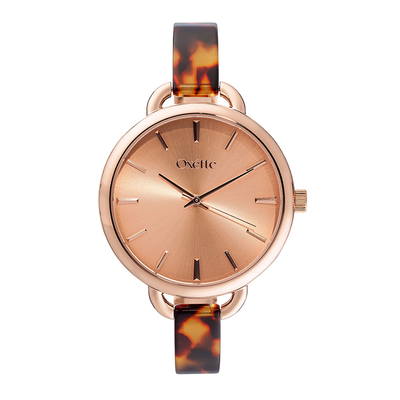 Oxette watch (11X05-00466) with Rose Gold stainless steel frame and ceramic bracelet.