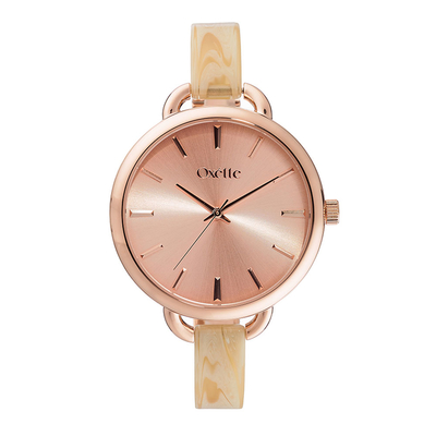 Oxette watch (11X05-00468) with Rose Gold stainless steel frame and ceramic bracelet.