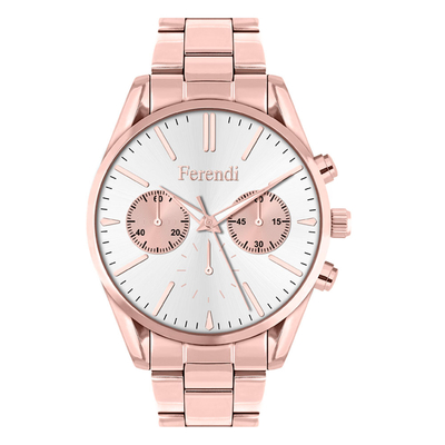 Ferendi watch (3720-3) with rose gold alloy frame and bracelet. Product Code : [Ferendi-Watch-3720-3]