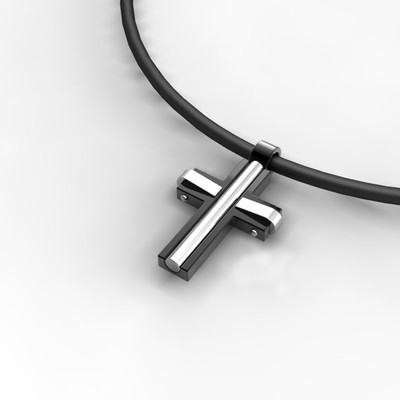Visetti Stainless Steel Cross with Ion Plated Black. Product Code : [AD-KD039]