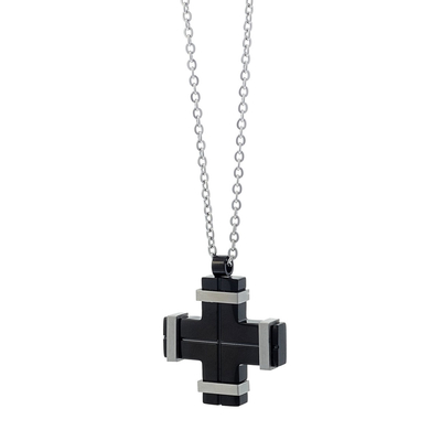 Visetti | Ανδρικός σταυρός Visetti από ανοξείδωτο ατσάλι, με μαύρη επιμετάλλωση (Ion Plated Black). [AD-KD126]