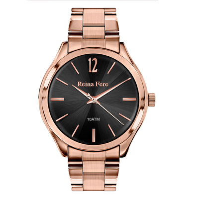 Reina Fere Watch with Rose Gold Stainless Steel Frame and bracelet. Product Code : [Reina-Fere-Watch-1953-1]