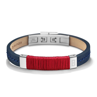 Tommy Hilfiger blue leather bracelet with stainless steel 2700766