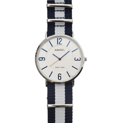 Angel Watch with stainless steel and white and blue textile strap AR.4734.10.01_WH_BLUE