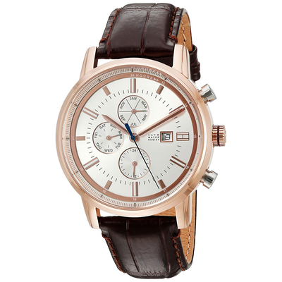 Tommy Hilfiger Watch with rose gold stainless steel and brown leather strap 1791246