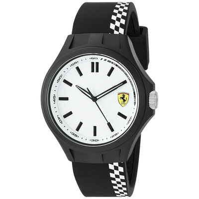 Ferrari Ρολόι από μαύρο ανοξείδωτο ατσάλι με μαύρο λουράκι από καουτσούκ 0830326
