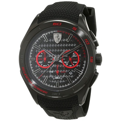 Ferrari Watch with black stainless steel and black rubber strap 0830344