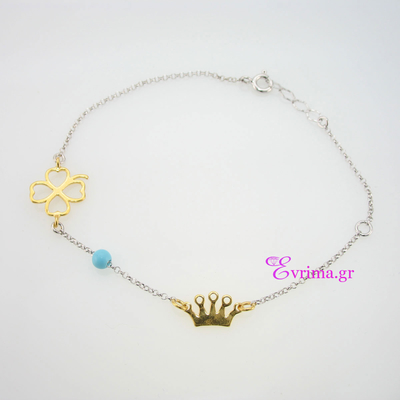 Handmade Bracelet with Sterling Silver Platinum Plating and Precious Stones (Turquoise). Product Code : [IJ-030118]