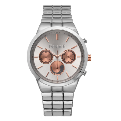 Ferendi ρολόι (7281-2) με steel alloy πλαίσιο και μπρασελέ. [Ferendi-Watch-7281-2]