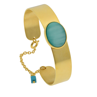 Visetti Bracelet with Gold Brass and Precious Stones (Quartz Crystals). Product Code : TH-WBR049GG
