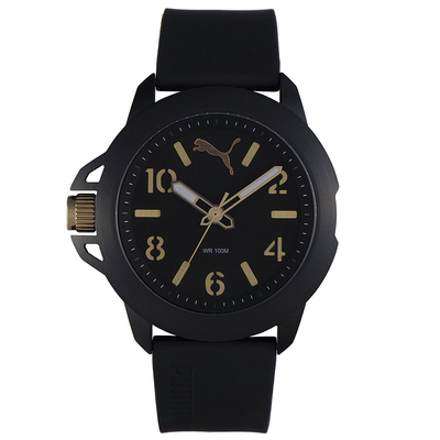 Puma ρολόι από μαύρο ανοξείδωτο ατσάλι με μαύρο λουράκι σιλικόνης PU104181001