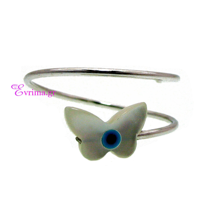 Handmade Ring (Butterfly) with Sterling Silver Platinum Plating and Precious Stones (M.O.P.). Product Code : IJ-010382