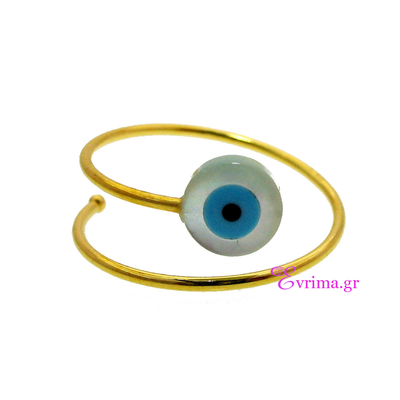 Handmade Ring (Eye) with Sterling Silver Gold Plating and Precious Stones (M.O.P.). Product Code : IJ-010385
