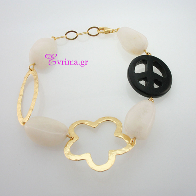 Handmade Bracelet with Sterling Silver Gold Plating and Precious Stones (Agate). Product Code : IJ-030128