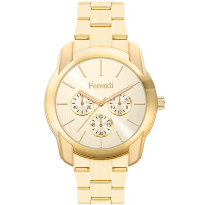 Ferendi watch 3998-5 with gold alloy frame and bracelet. This watch belongs to Ferendi Urban Lover Collection.